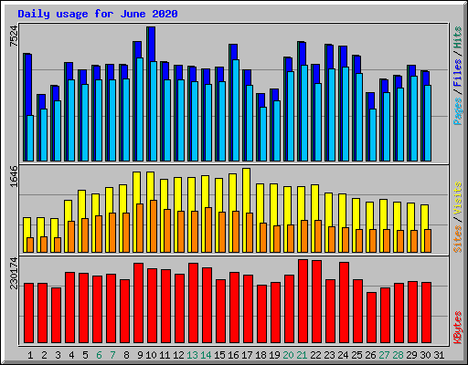 Daily usage for June 2020