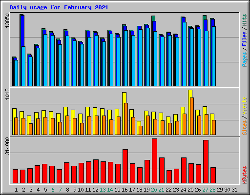 Daily usage for February 2021