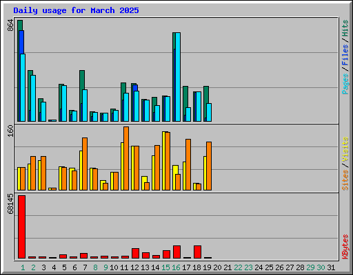 Daily usage for March 2025